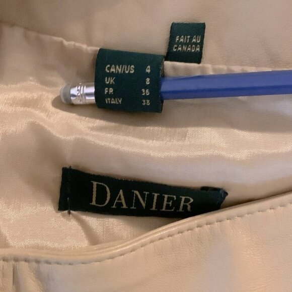 DANIER LEATHER BUTTER BEIGE WRAP SKIRT 4 - Picture 5 of 6